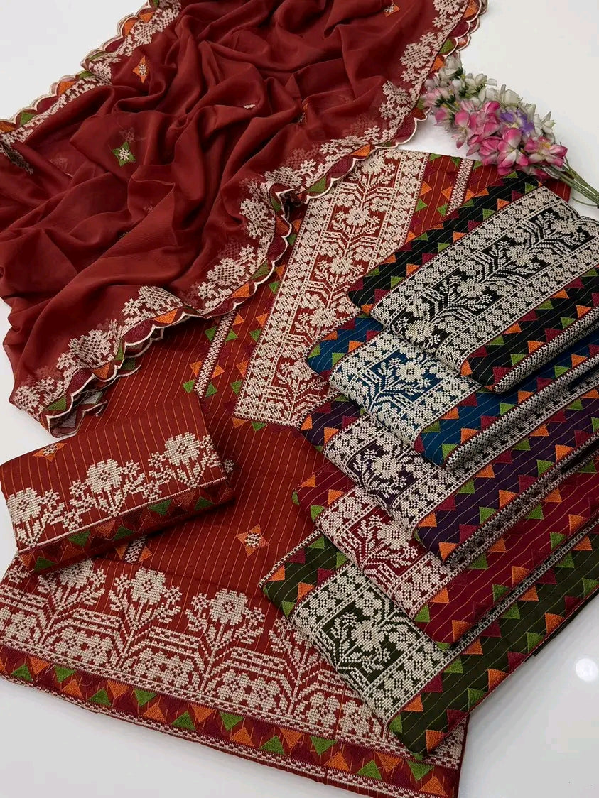 Graceful Embroidered Lawn Set