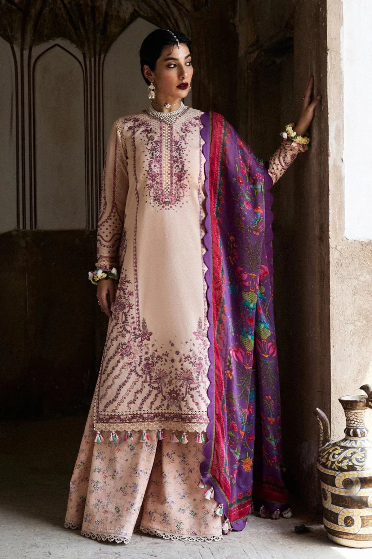 3PC Unstitched Festive Embroidered Suit