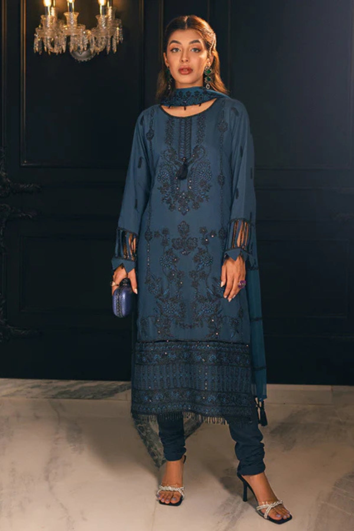 3PC Unstitched Festive Embroidered Suit