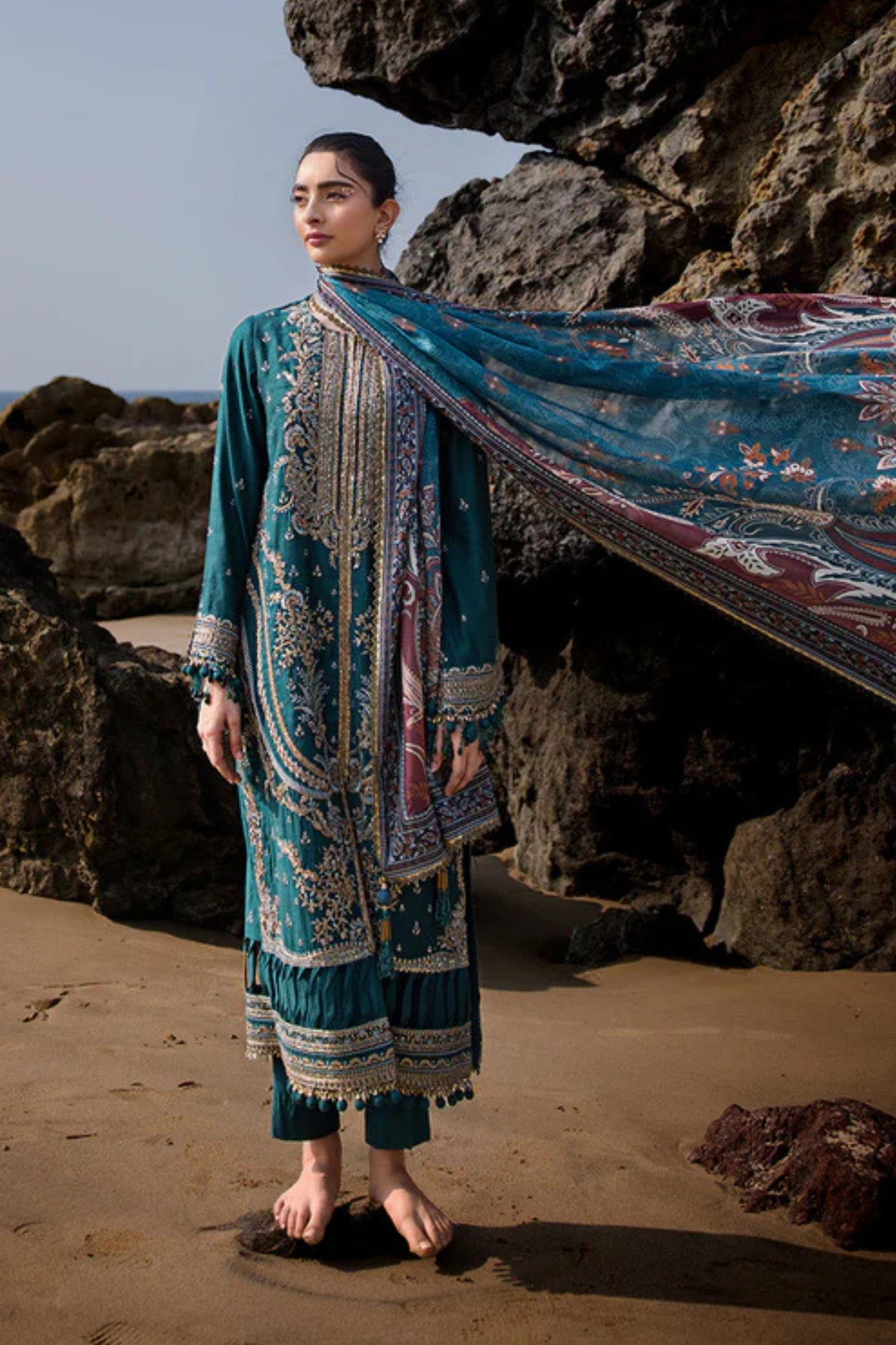 3PC Unstitched Festive Embroidered Suit