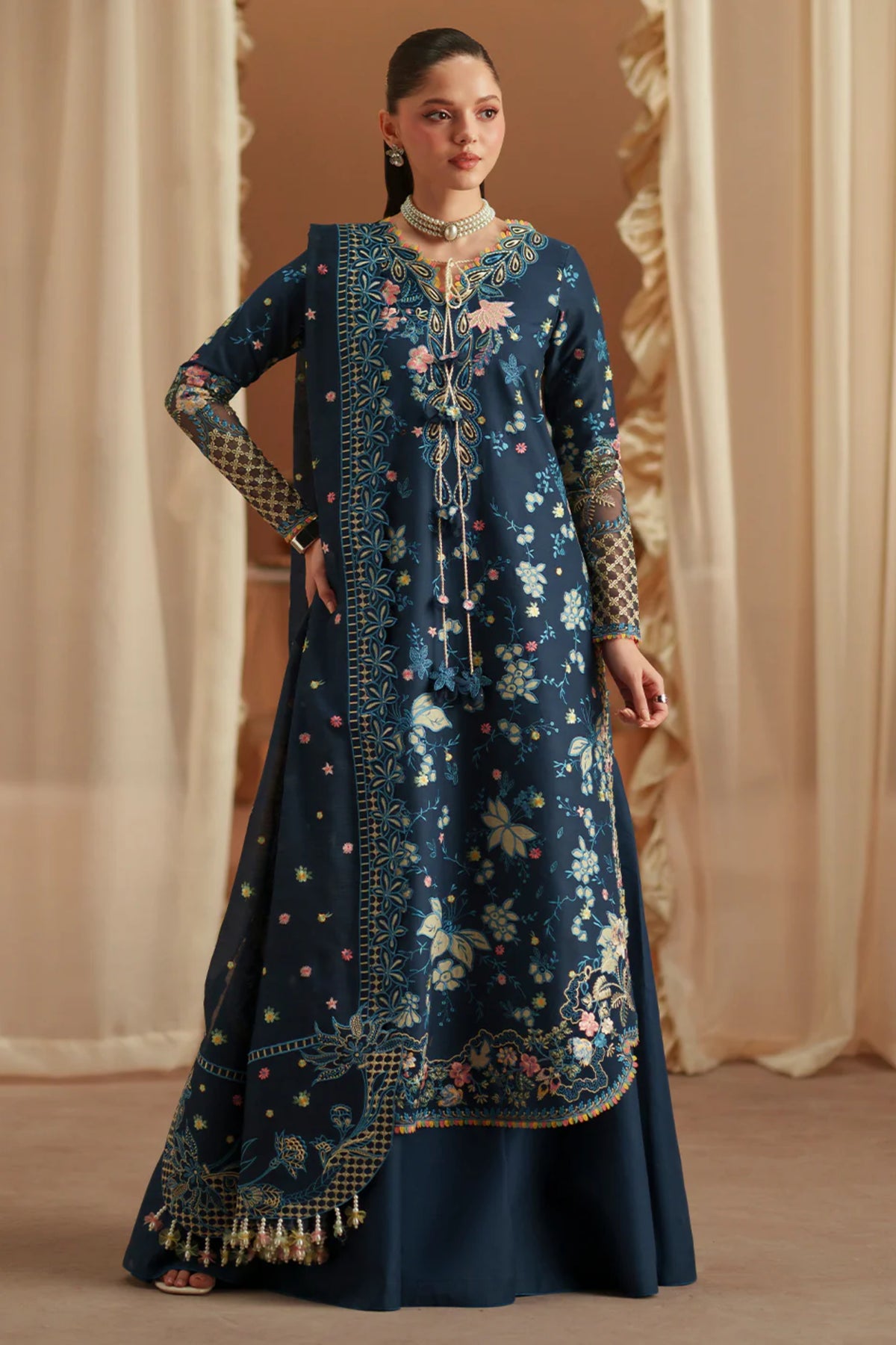 3PC Unstitched Festive Embroidered Suit