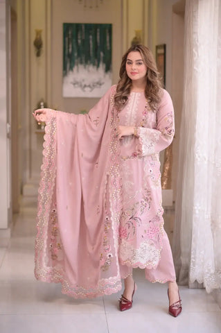 3PC Unstitched Festive Embroidered Suit