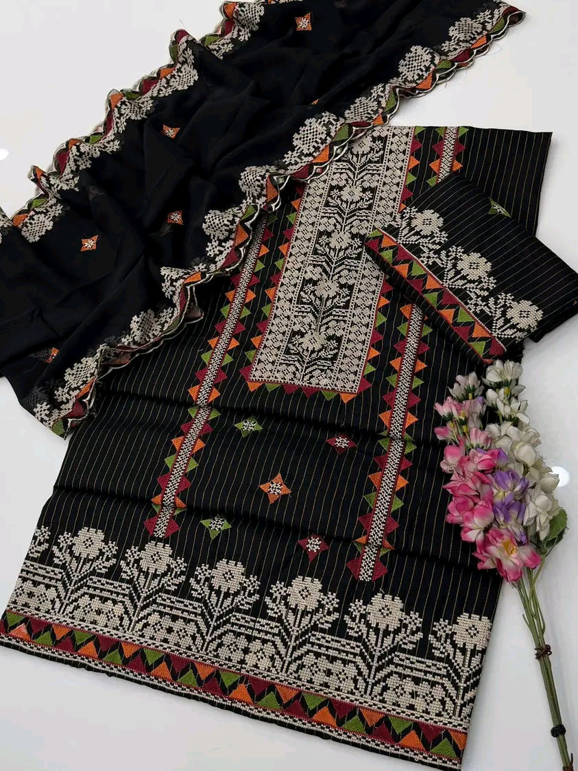 Graceful Embroidered Lawn 3PC