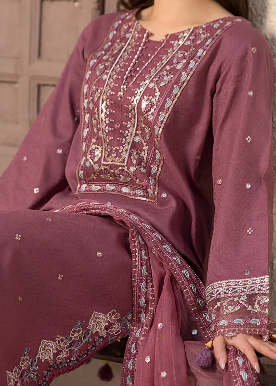 Premium Fancy Embroidery Lawn 3pc