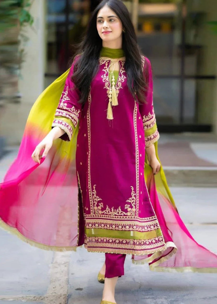 Premium Fancy Embroidery Lawn 3pc