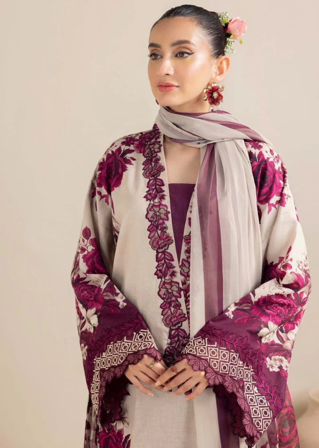 Premium Fancy Embroidery Lawn 3pc