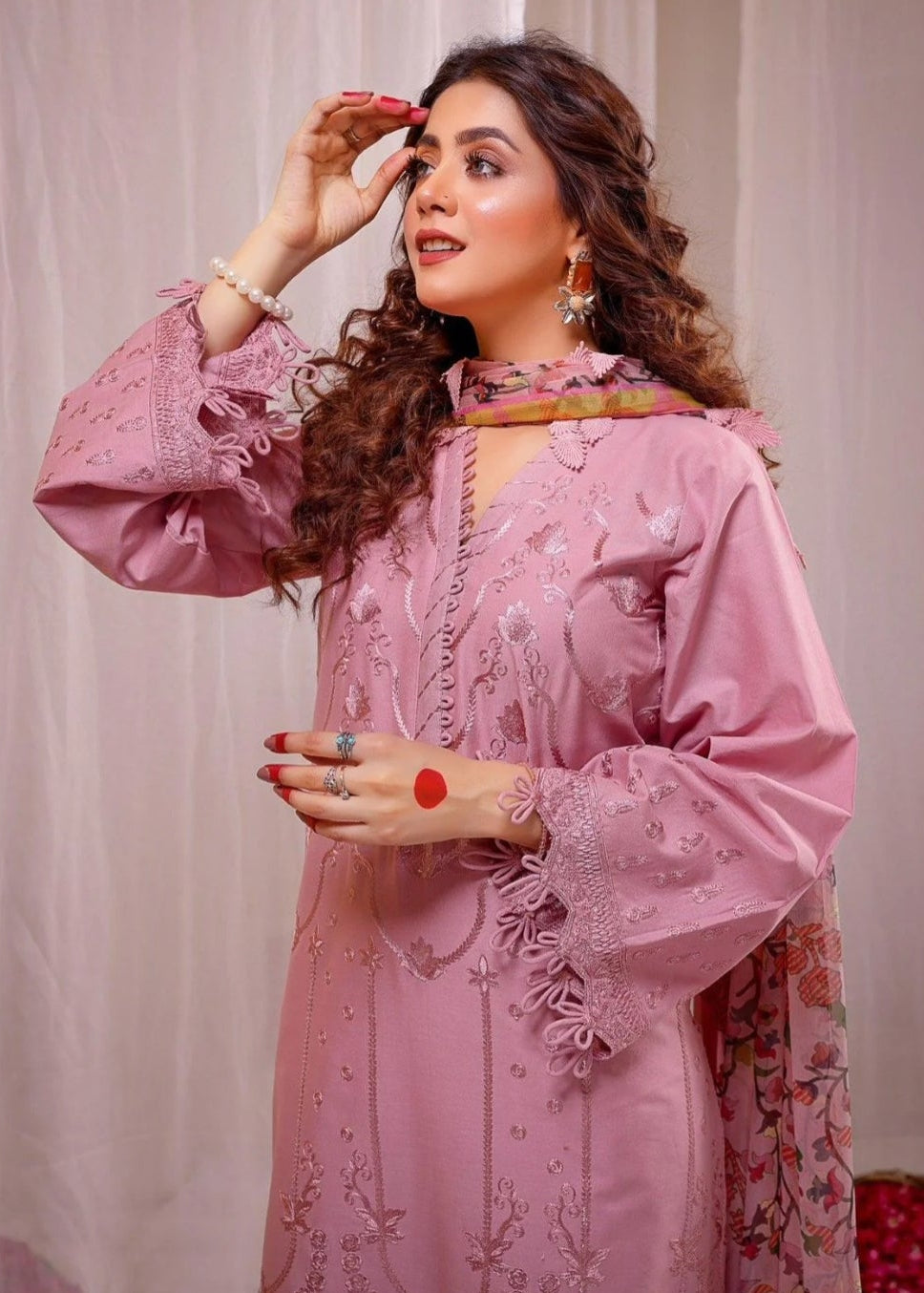 Premium Fancy Embroidery Lawn 3pc