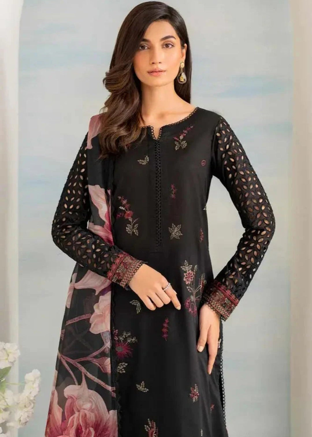 Premium Fancy Embroidery Lawn 3pc