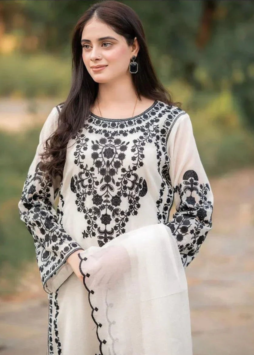 Premium Fancy Embroidery Lawn 3pc