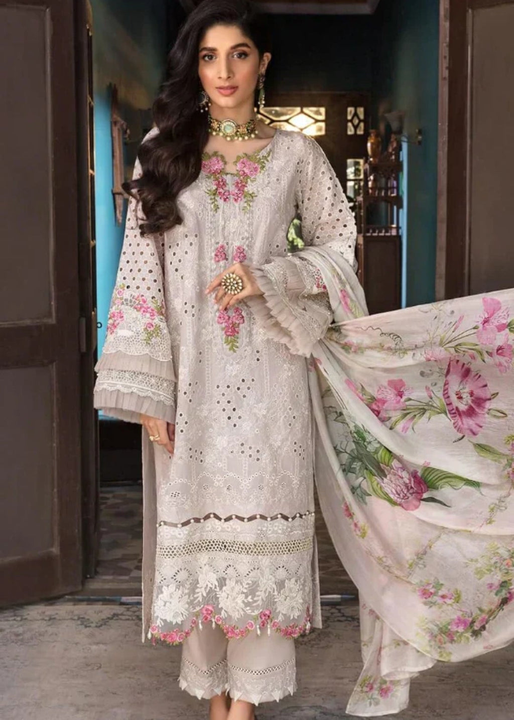 Premium Fancy Embroidery Lawn 3pc