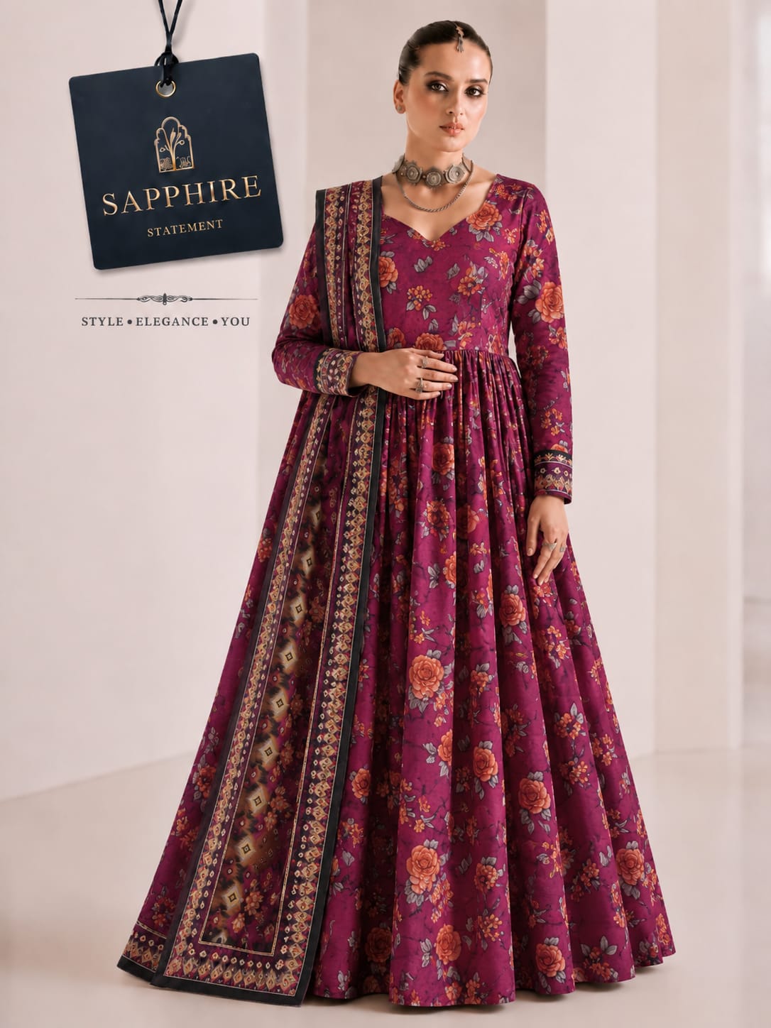 Bana Dora Premium Lawn – Sapphire 3PC Suit SL-5003