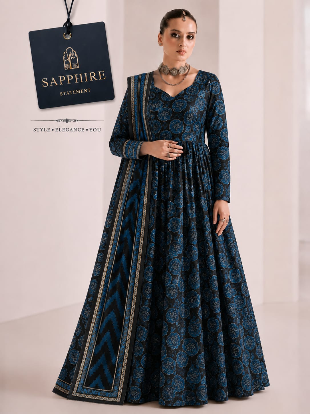 Bana Dora Premium Lawn – Sapphire 3PC Suit SL-5004