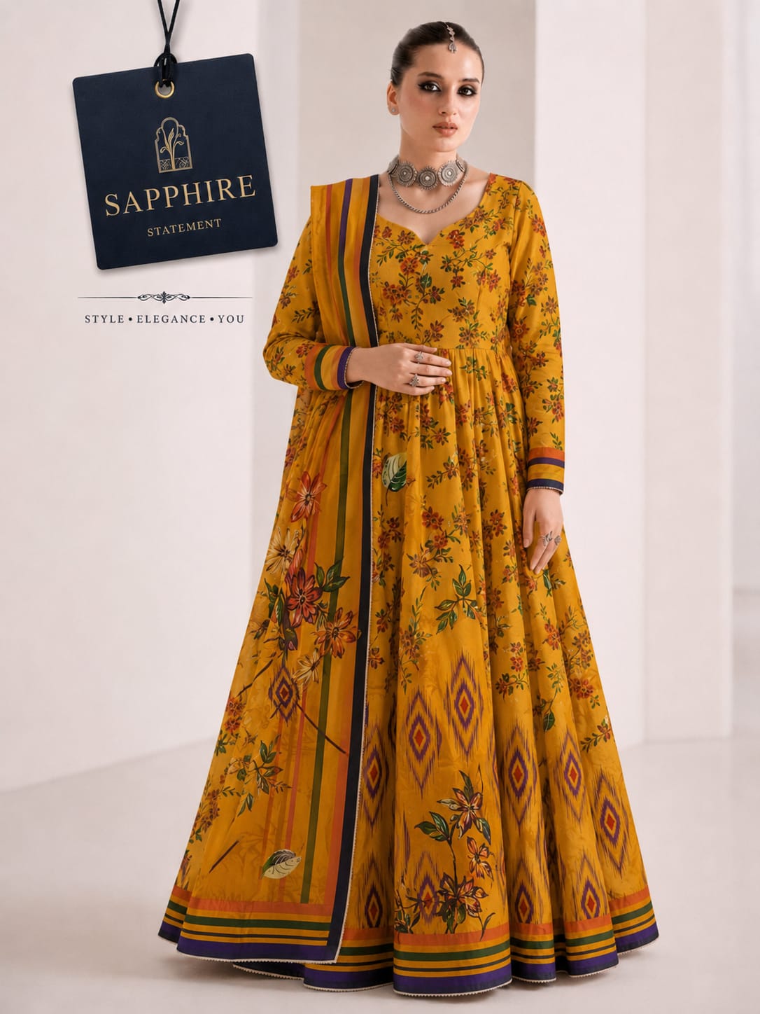 Bana Dora Premium Lawn – Sapphire 3PC Suit SL-5005