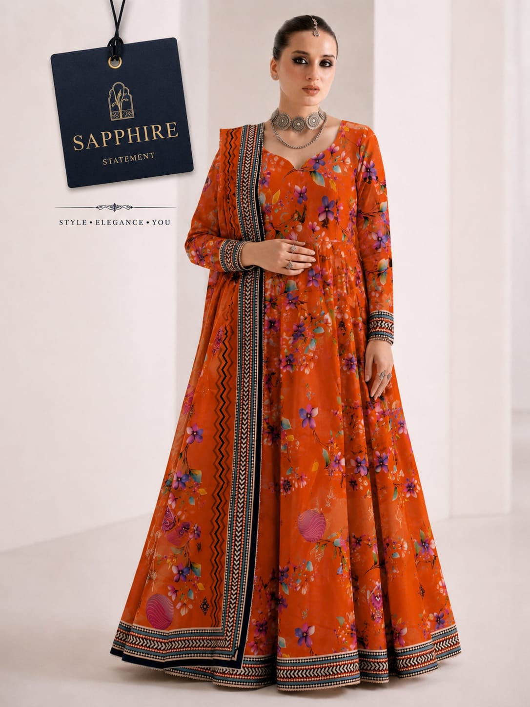 Bana Dora Premium Lawn – Sapphire 3PC Suit SL-5006