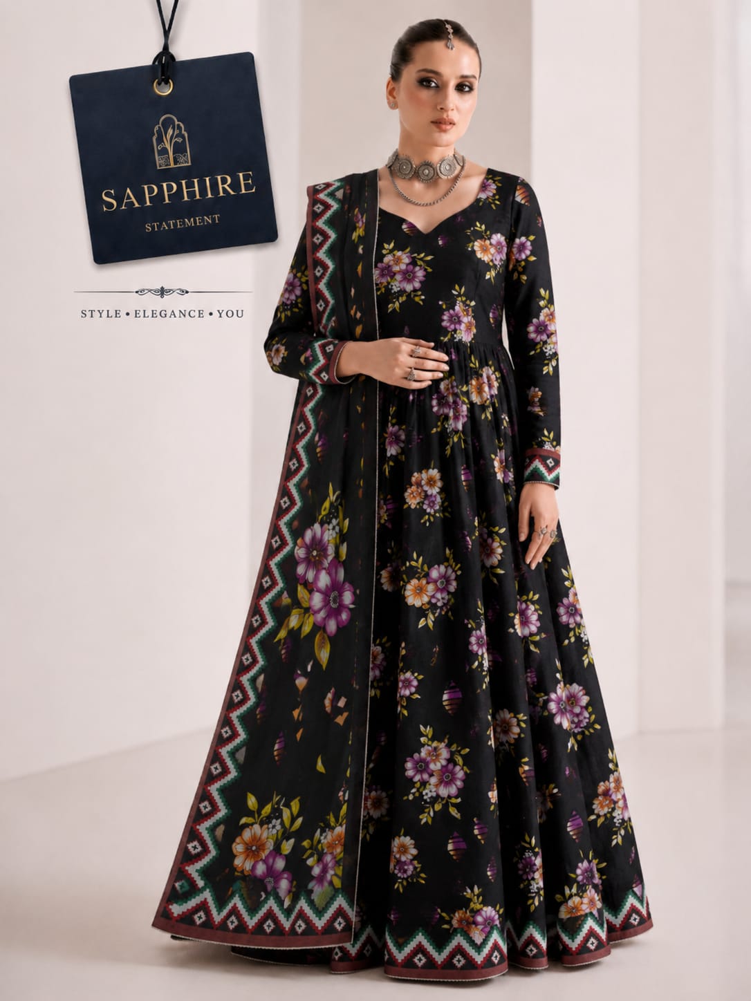 Bana Dora Premium Lawn – Sapphire 3PC Suit SL-5007