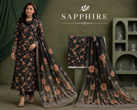 Bana Dora Premium Lawn – Sapphire 3PC Suit SLBD-5002