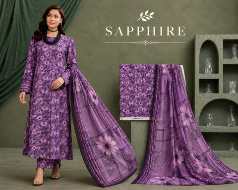 Bana Dora Premium Lawn – Sapphire 3PC Suit SLBD-5005