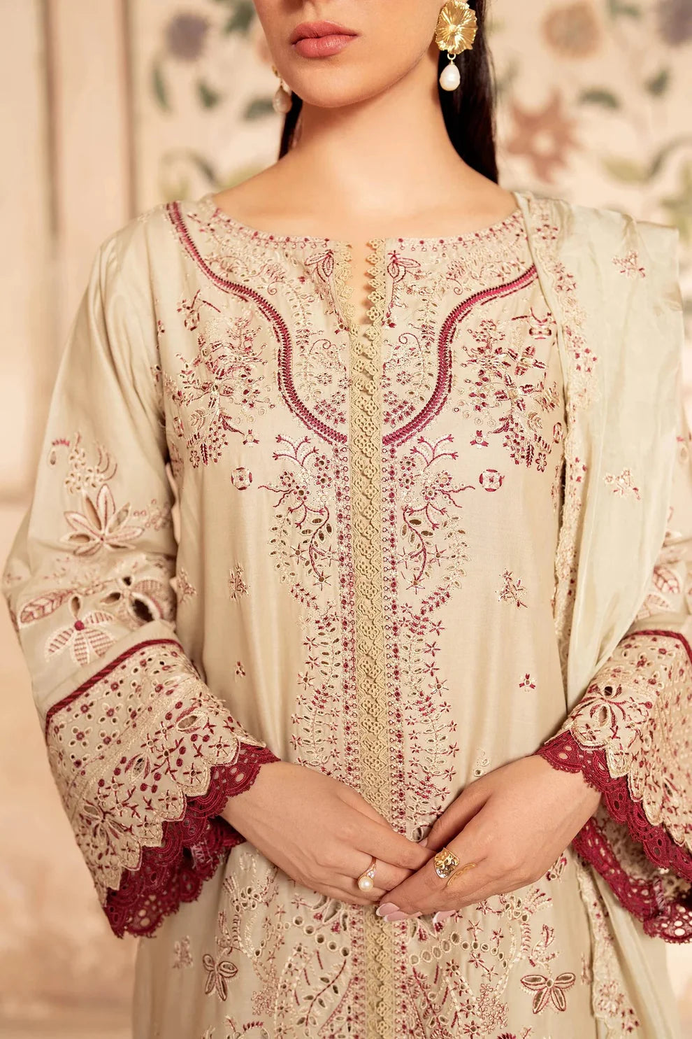 3PC Unstitched Festive Embroidered Suit