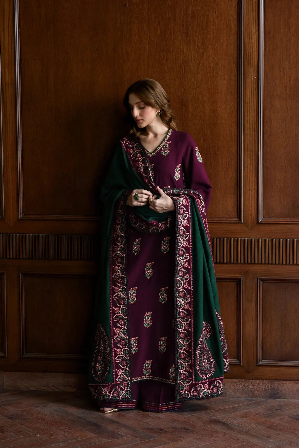 3PC Unstitched Festive Embroidered Suit