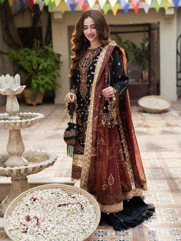 3PC Unstitched Festive Embroidered Suit